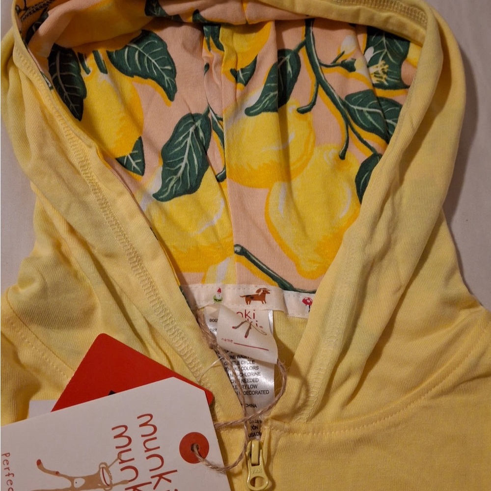 munki munki Lemon Print Pajama Set in Yellow and Green and pink - Picture 6 of 7